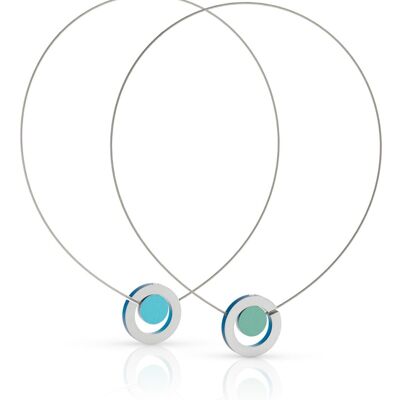 Collier Gekleurd rondje in een ring C216 - Blauw|Groen