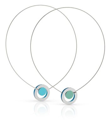 Collier Cercle coloré dans un anneau C216 - Bleu | Vert 1