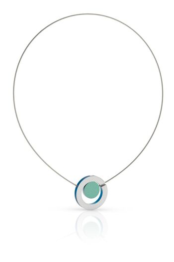 Collier Cercle coloré dans un anneau C216 - Bleu | Vert 6