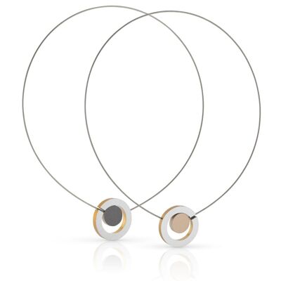 Necklace Colored circle in a ring C216 - Gold | Yellow | Gray