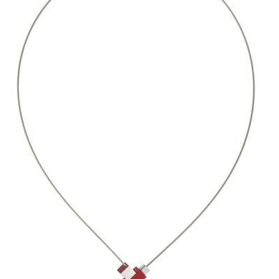 Necklace Square and rectangle C206 - Red