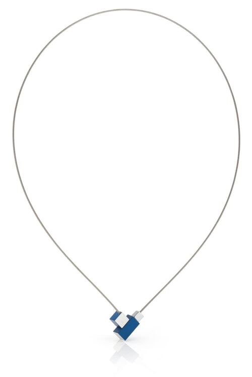 Collier Vierkantje en rechthoekje C206 - Blauw