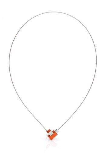 Collier Carré et rectangle C206 - Orange 1