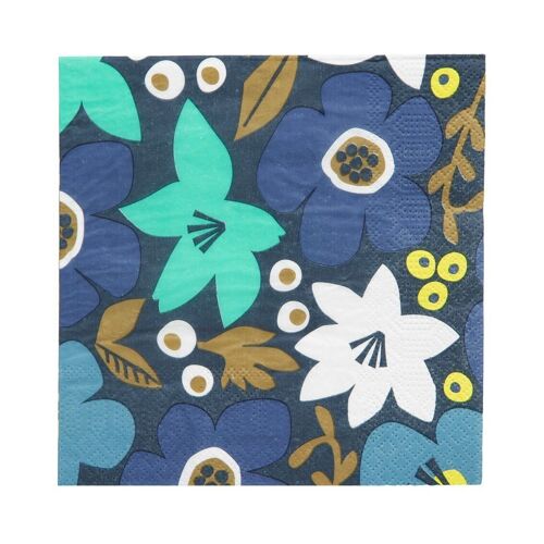 Eco-Friendly Blue Floral Napkins - 20 Pack
