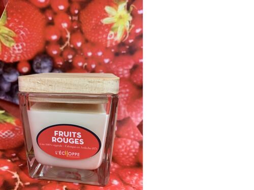 BOUGIE PARFUMEE CIRE 100 % VEGETALE SOJA - 8X8 190 G FRUIT ROUGE