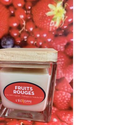 BOUGIE PARFUMEE CIRE 100 % VEGETALE SOJA - 8X8 190 G FRUIT ROUGE