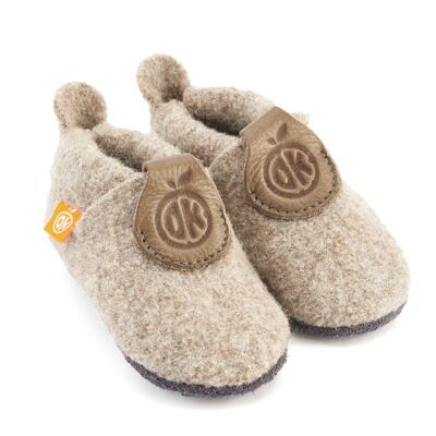 Pantuflas de fieltro de lana - Uni beige