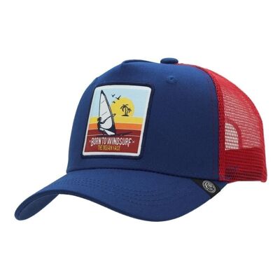 8433856068108 - Trucker Cap Born to Windsurf Blue The Indian Face for men and women