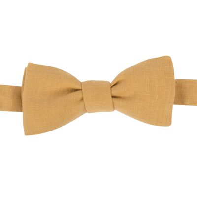 Mustard linen bow tie