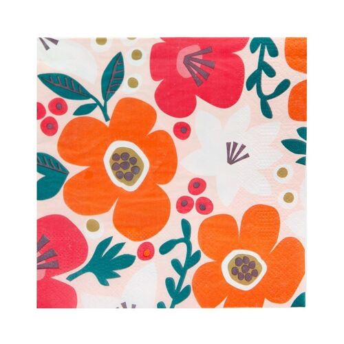 Eco-Friendly Pink Floral Napkins - 20 Pack