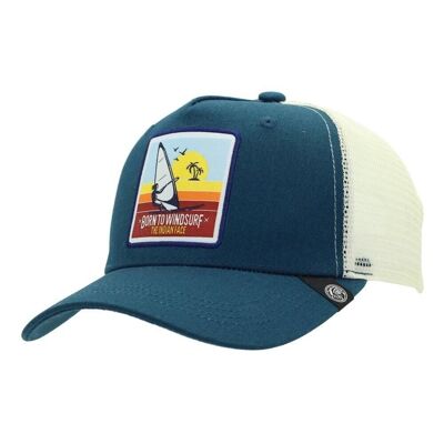 8433856068115 - Trucker Cap Born to Windsurf Blue The Indian Face for men and women