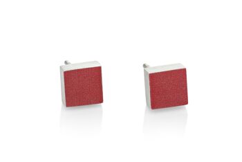 Clou d'oreille Petit carré de différentes couleurs O37 - Rouge 1