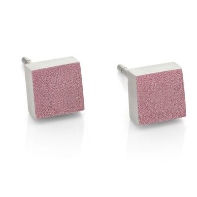 Orecchini A Bottone Piccolo Quadrato Diversi Colori O37 - Rosa