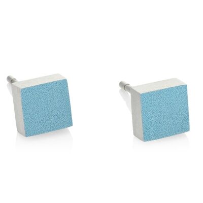 Clou d'oreille Petit carré de différentes couleurs O37 - Bleu