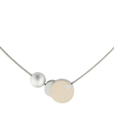 Necklace Bullet with circles C138 - Sand Gold | Anthracite