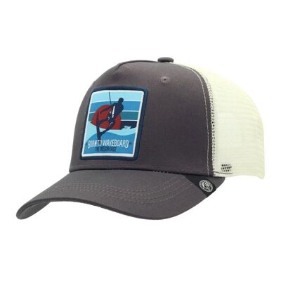 8433856068252 - Gorra Trucker Born to Wakeboard Gris The Indian Face para hombre y mujer