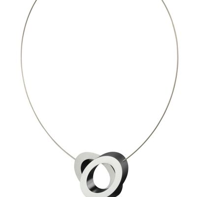 Necklace Ovals on top of each other C70 - Black