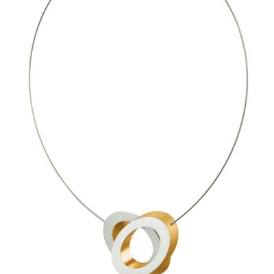 Ovale Halskette übereinander C70 - Gelb | Gold