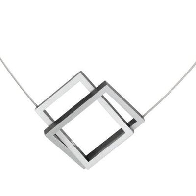 Necklace Two rectangles in each other C30 - Black