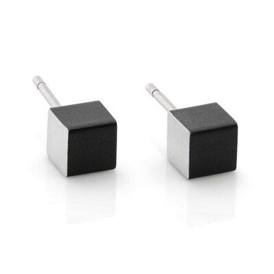 Bijoux d'Oreille Cubes O28 - Noir