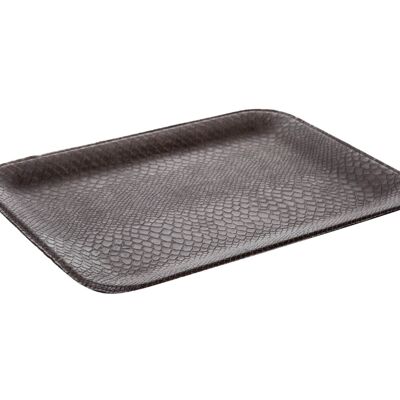 Flat tray reptile print dark brown