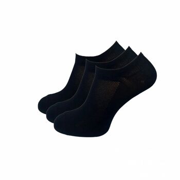 Chaussettes baskets respirantes, pack de 3, noir