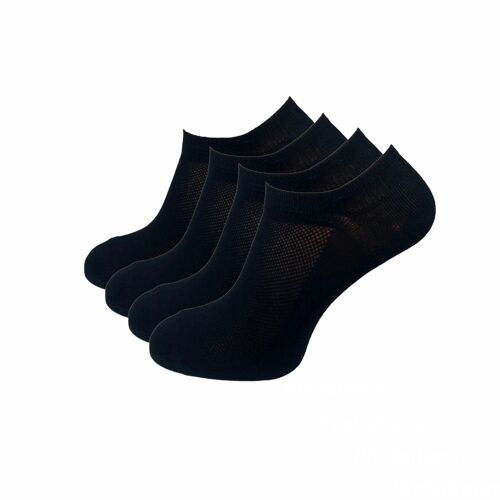 Sneaker Socken atmungsaktiv, 4er Pack, schwarz