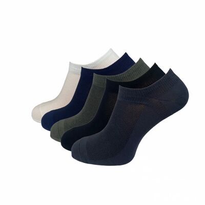 Calzini sneaker traspiranti, confezione da 5, nero/blu/grigio/verde/bianco