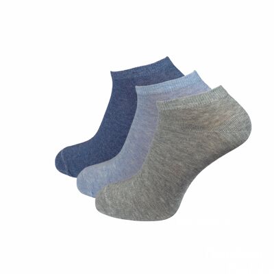 Sneaker socks, 3-pack, light grey/light blue/grey