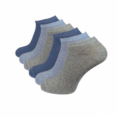 Sneaker socks, pack of 6, light grey/light blue/grey