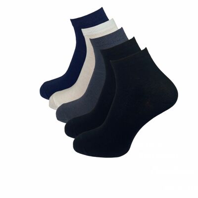 Quarter socks, pack of 5, black(2)/grey/blue/white