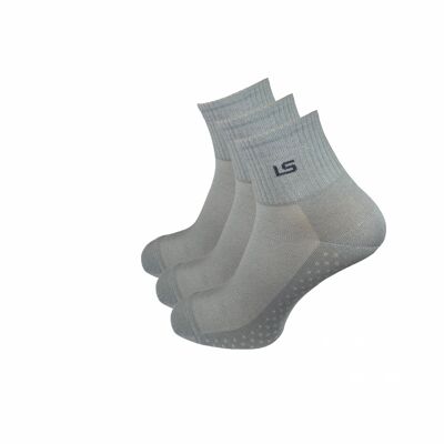 Calcetines cortos transpirables, paquete de 3, gris claro