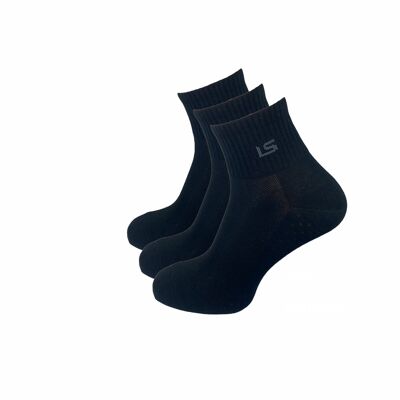 Calcetines cortos transpirables, paquete de 3, negro