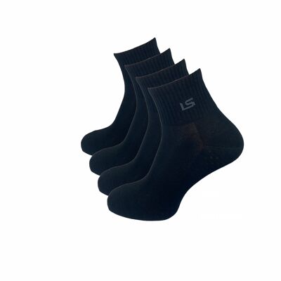 Calcetines cortos transpirables, paquete de 4, negro