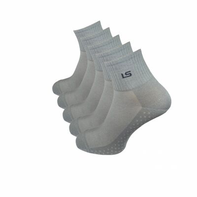 Quarti di calzini traspiranti, pacco da 5, grigio chiaro
