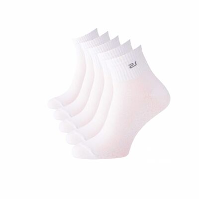 Calcetines cortos transpirables, paquete de 5, blanco