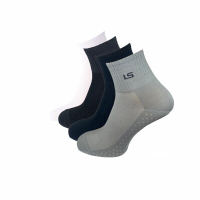 Quarti di calzini traspiranti, pacco da 4, grigio chiaro/grigio/nero/bianco