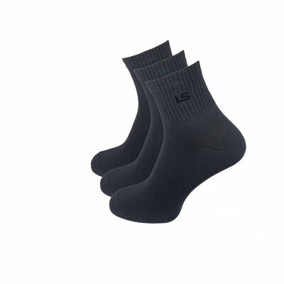 Quarter Socken mit breitem Bund, 3er Pack, grau