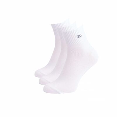 Quarter socks with a wide waistband, 3-pack, white
