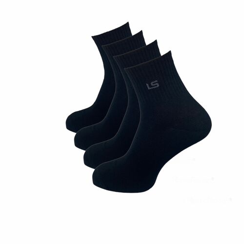 Quarter Socken mit breitem Bund, 4er Pack, schwarz