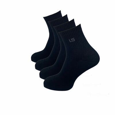 Chaussettes quart de taille large, lot de 4, noir