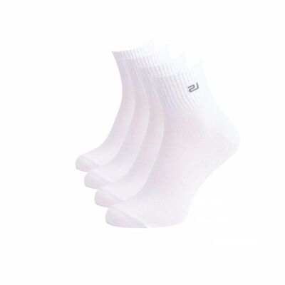 Quarter socks with a wide waistband, 4-pack, white