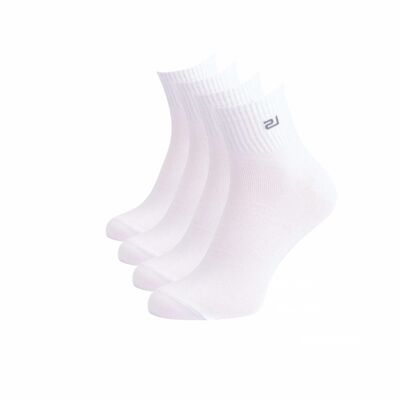 Quarter Socken mit breitem Bund, 4er Pack, weiss