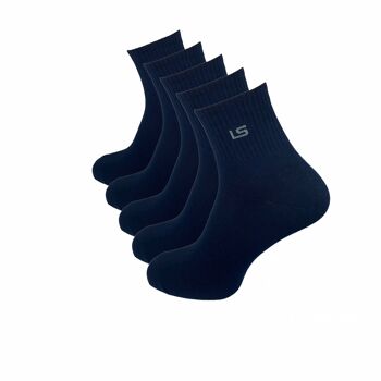 Chaussettes quart de taille large, lot de 5, bleu