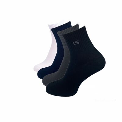 Calzini quarti con ampia cintura, pacco da 4, nero/blu/grigio/bianco