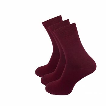 Chaussettes classiques, lot de 3, bordeaux