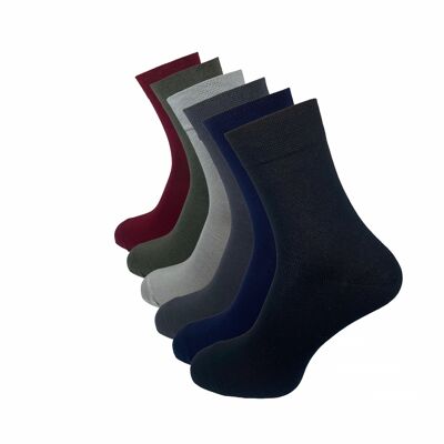 Classic socks, 6-pack, black/grey/blue/light grey/green/burgundy