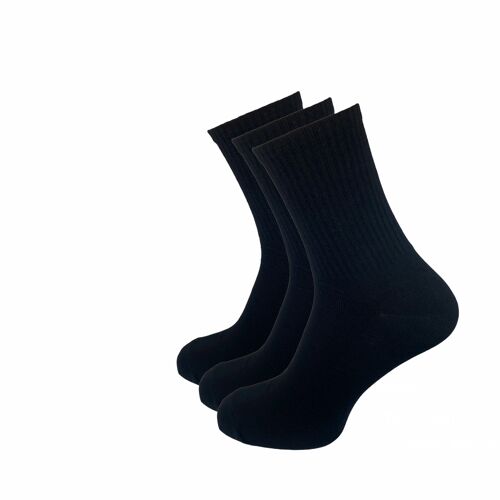 Tennissocken, 3er Pack, schwarz