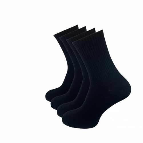 Tennissocken, 4er Pack, schwarz