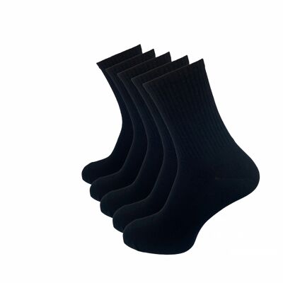 Tennissocken, 5er Pack, schwarz